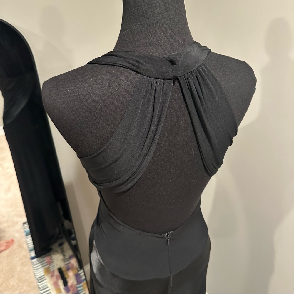 Preowned SZS: Morgan and Co black low cut halter dress with open back